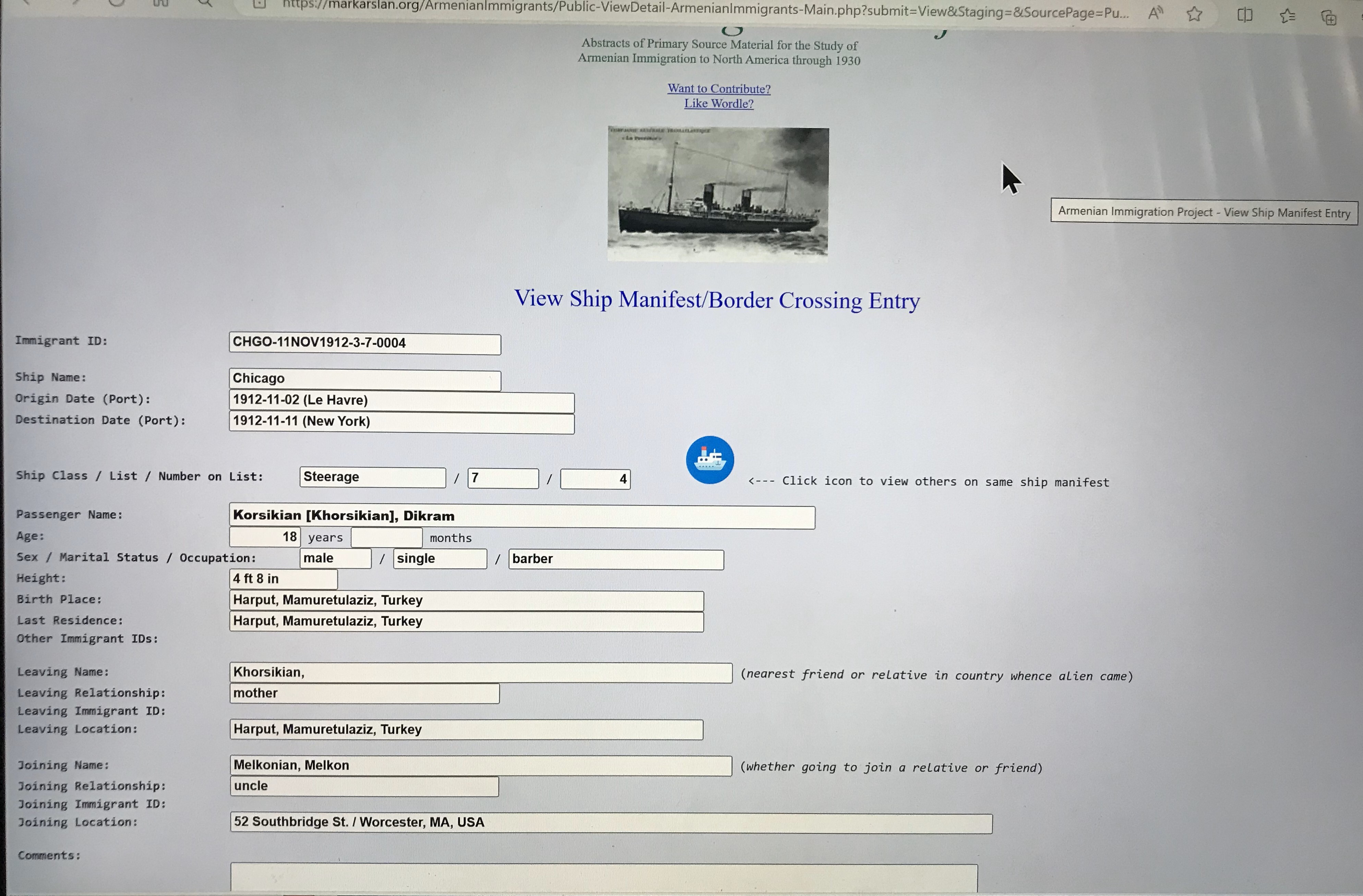 Ann's parents ship manifest cropped.jpg