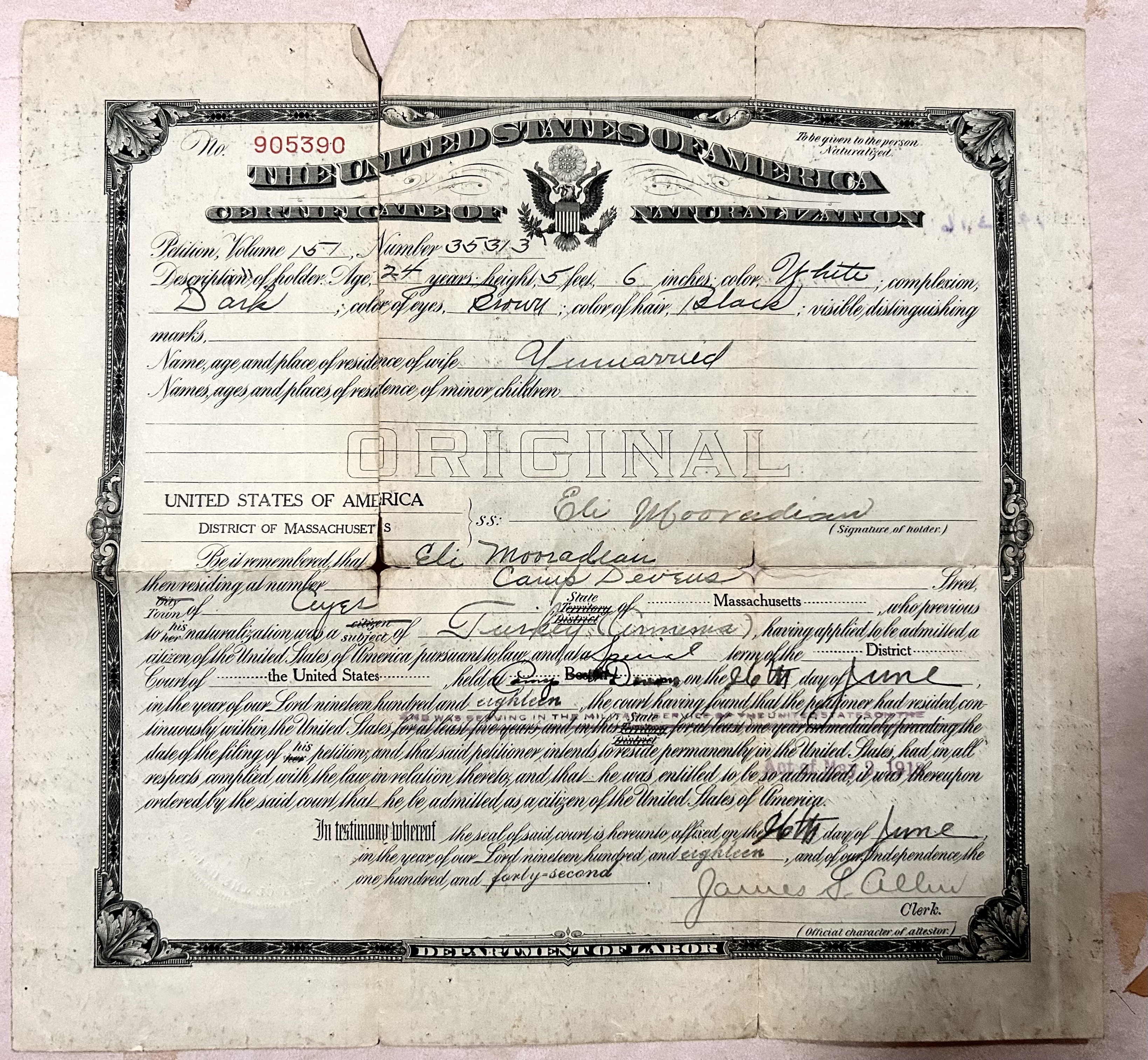Eli Mooradian naturalization document.jpg